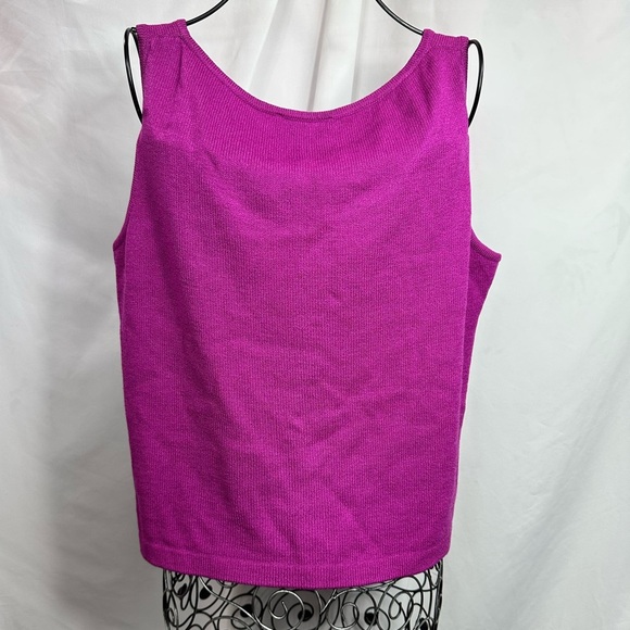 St John Magenta pink santana knit tank top size L - Picture 6 of 9